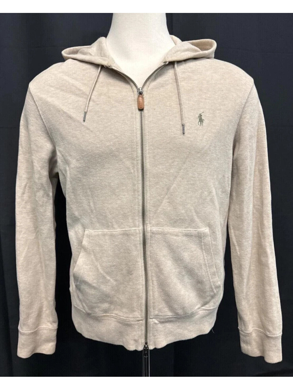 Polo Ralph Lauren tan zip up hooded jacket size Large